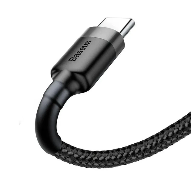 Кабель Baseus Cafule Cable USB for Type-C 2A 3m Black/Grey (CATKLF-UG1) - зображення 3