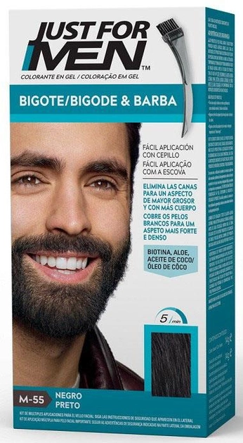 Żel-farba do brody i wąsów Just For Men Moustache And Beard Real Black 15 ml (8413853424022) - obraz 1