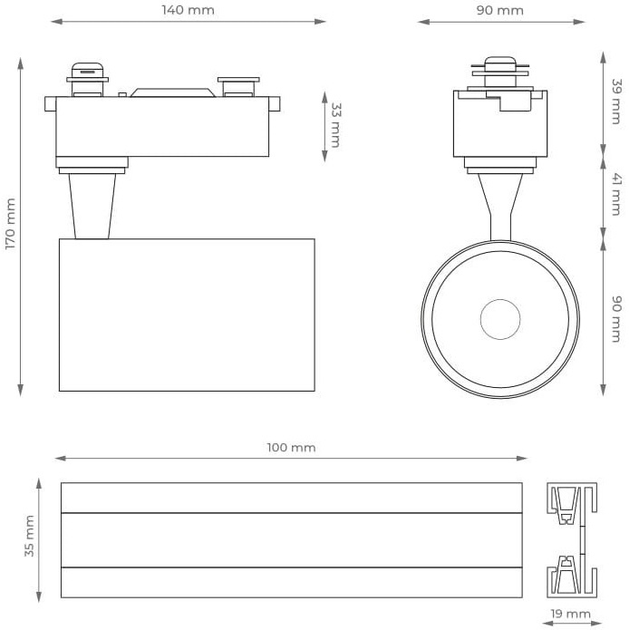Набір для освітлення DPM X-Line LED трековий 4 x 15 W білий (STR-4X15W-W) - зображення 6