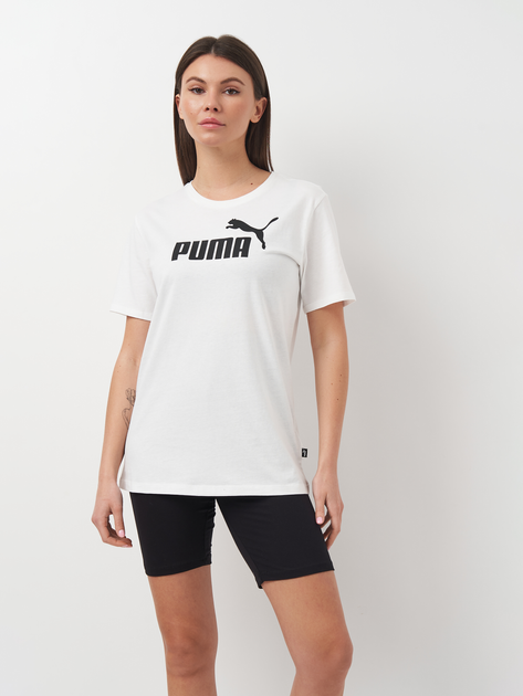 Акція на Футболка бавовняна жіноча Puma Ess Logo Boyfriend Tee 58686802 L Біла від Rozetka