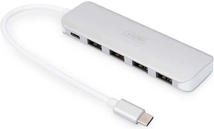 Hub USB Digitus USB-C 4-port + PD Silver (4016032455653) - obraz 2