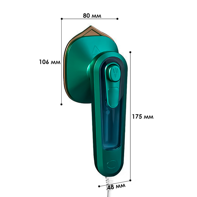 Портативный паровой утюг ручной отпариватель 0.06л 30Вт Lesko Steam Iron C020 Green - изображение 3