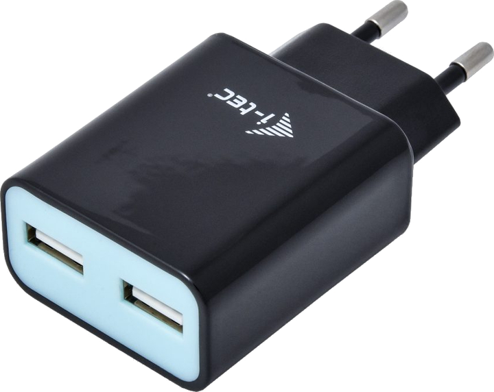 Зарядний пристрій i-Tec USB 2 порти 2.4A чорний 2x USB Port DC 5V/max 2.4A (8595611702419) - зображення 2