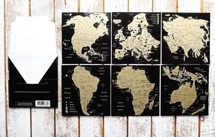 Набір скретч листівок з континентами «Map of the World» ENG - Фото 2 Набір скретч листівок з континентами «Map of the World» ENG - изображение 2