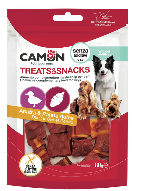 Ласощі для собак Camon Качка з солодкою картоплею 80 г (8019808206769) - зображення 1
