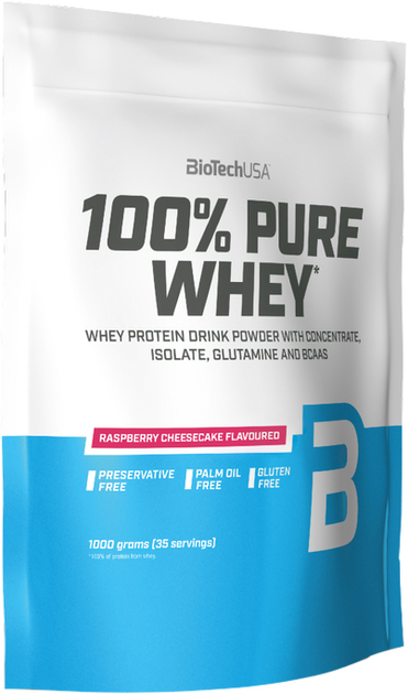 Протеїн Biotech 100% Pure Whey 1000 г Малиновий чізкейк (5999076238293) - зображення 1