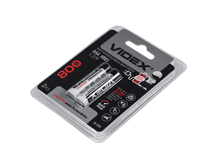 Аккумулятор Videx AAA / HR03 800mAh 2 шт - Фото 1 Аккумулятор Videx AAA / HR03 800mAh 2 шт - изображение 1