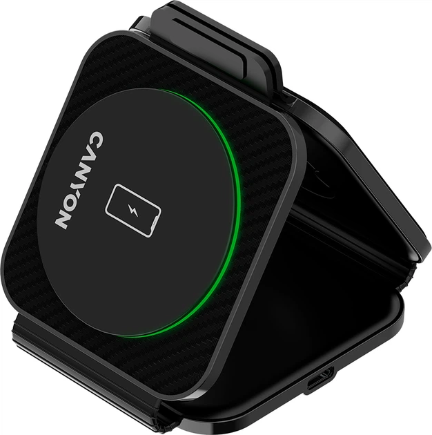 Бездротовий зарядний пристрій Canyon WS-305 3 в 1 QI Black (CNS-WCS305B) - зображення 5