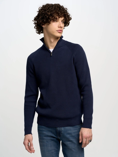 Sweter zimowy męski zapinany na zamek Big Star Hanatis-403 XL Granatowy (5900714650612) - obraz 3
