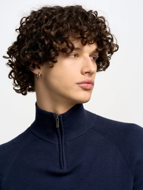 Sweter zimowy męski zapinany na zamek Big Star Hanatis-403 XL Granatowy (5900714650612) - obraz 5