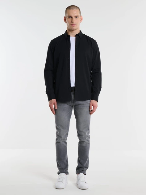 Сорочка бавовняна чоловіча Big Star Nissip-906 L Чорна (5900714694586) - зображення 4