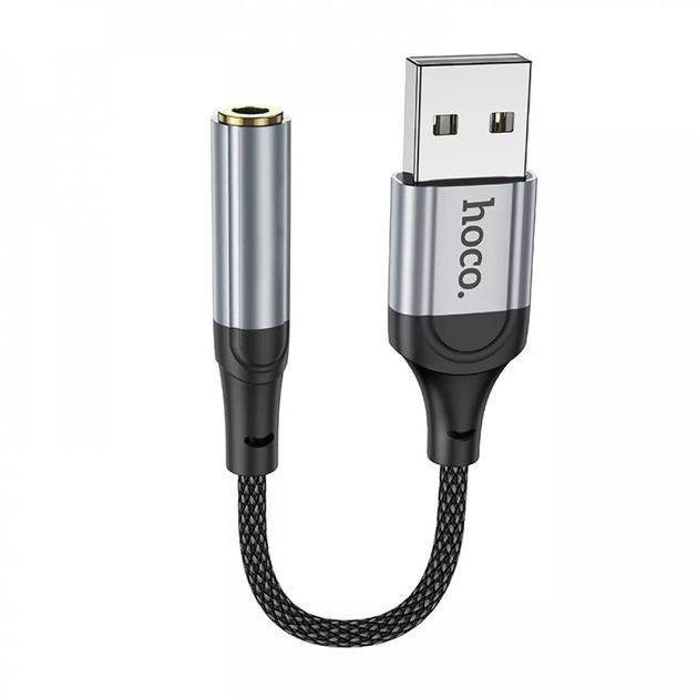 Переходник Hoco LS36 Адаптер удлинительный кабель USB A на 3.5 12см Серебристый - изображение 2