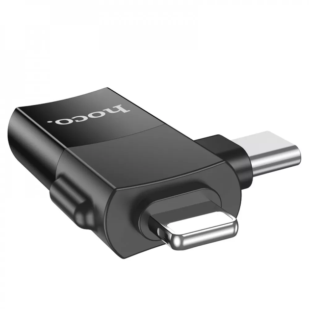 Перехідник Hoco UA17 Адаптер Lightning/UCB C на USB 2.0 Чорний - зображення 2