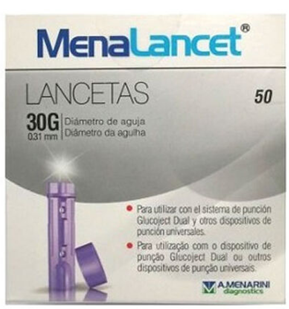 Ланцети Menarini Group Menalancet With Ultra Fine Needle 30 G 50 шт (8426521421254) - зображення 1