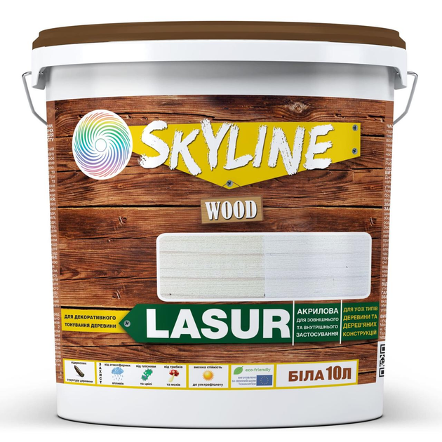 Лазурь декоративно-защитная для обработки дерева LASUR Wood SkyLine 10 ...