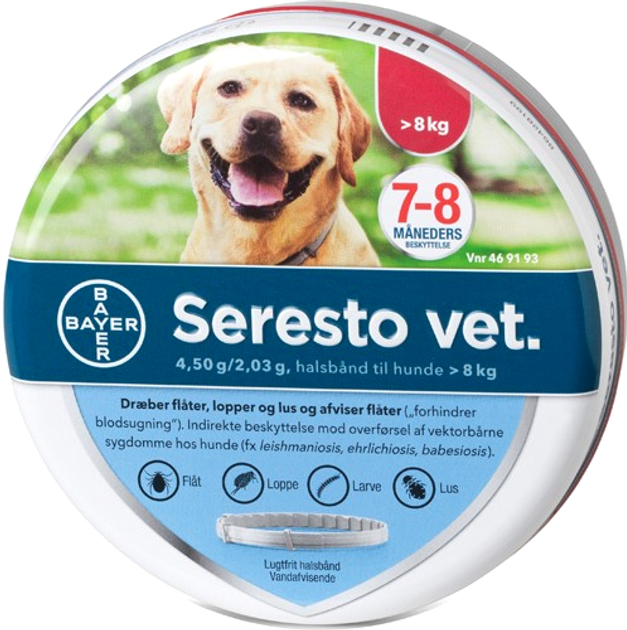 Obroża przeciwkleszczowa Bayer Seresto Vet dla psów ponad 8 kg (7046264691939) - obraz 1