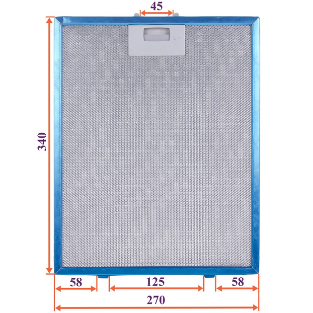 Фильтр жировой для вытяжки (металлический) 270x340x8mm (под защелки ...