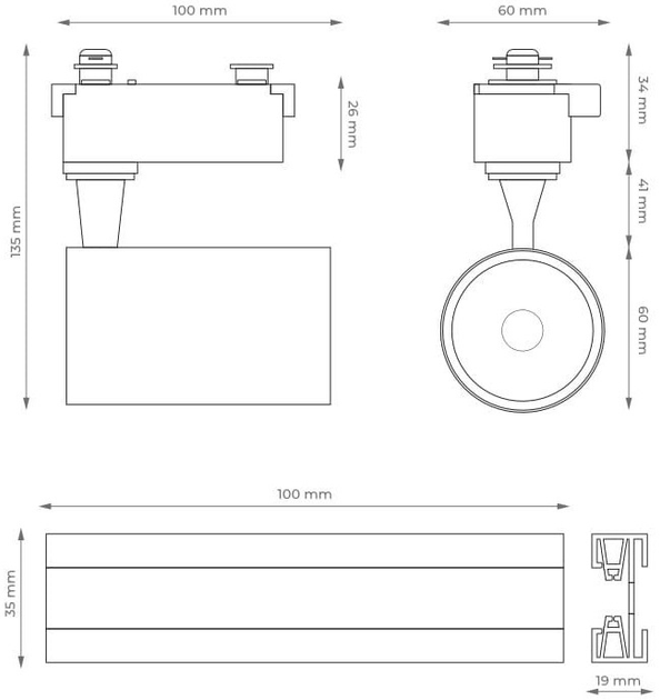 Zestaw oświetleniowy DPM X-Line LED szynowy 4 x 5 W czarny (STR-4X5W-B) - obraz 6