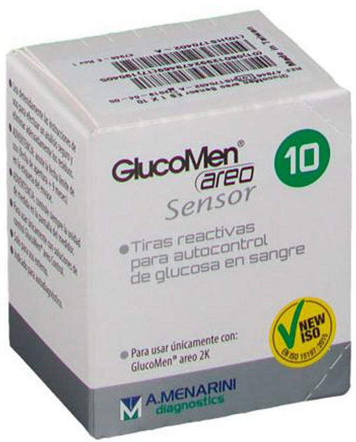 Glukometr Menarini Group Glucomen Areo Sensor Glucosa 10 Tiras (8012992479469) - obraz 1