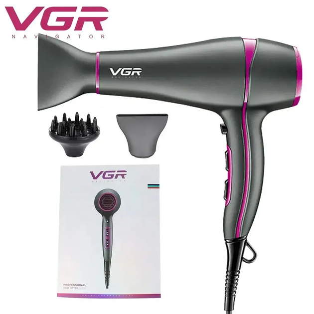 Профессиональный фен для волос VGR V-402 с диффузором - Фото 9 Профессиональный фен для волос VGR V-402 с диффузором - изображение 9