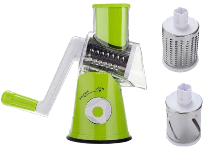 Механическая овощерезка мультислайсер TableTop Drum Grater 3 насадки Зеленый - изображение 2