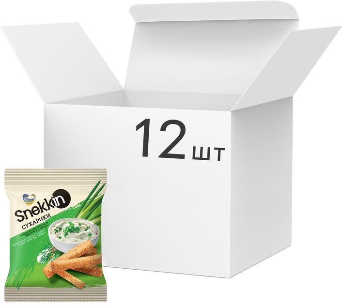Акція на Упаковка сухариків Snekkin пшенично-житніх зі смаком Сметана із зеленню 35 г х 12 шт від Rozetka