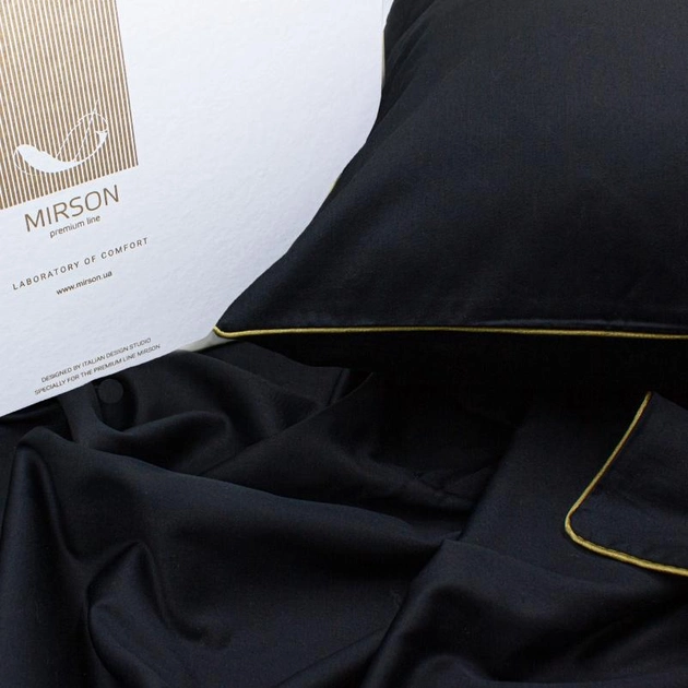 Акція на Комплект постільної білизни MirSon Сатин Premium Corner Black Pearl 110х140 см від Rozetka