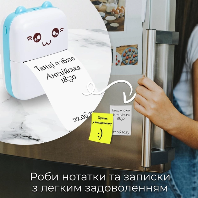 Детский мини принтер Mini Printer Портативный термопринтер с рулоном термобумаги в комплекте Синий - изображение 5