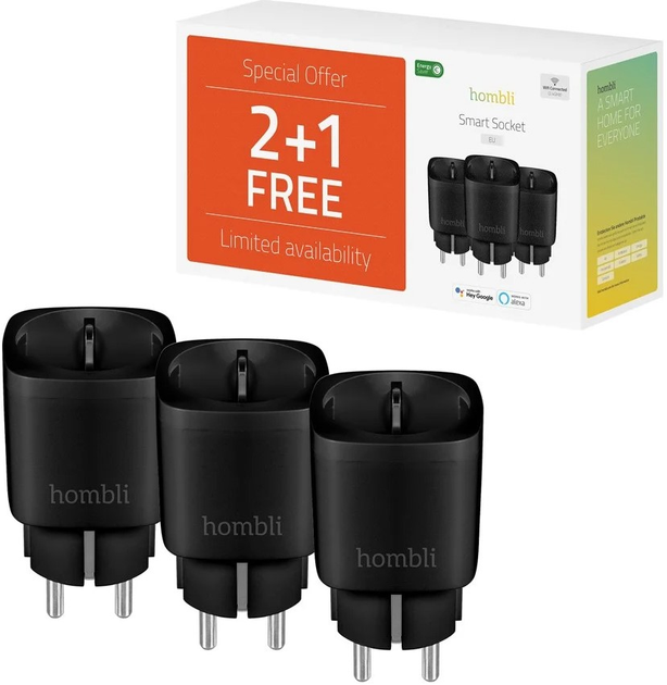 Gniazdko inteligentne Hombli Smart Socket Promo Pack Black 3 szt (HBPP-0205) - obraz 3