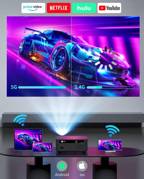 Мультимедійний проектор FunFlix FF-828E-EUBK Full HD 15000 Лм Wi-Fi Bluetooth з динаміками - Фото 4 Мультимедійний проектор FunFlix FF-828E-EUBK Full HD 15000 Лм Wi-Fi Bluetooth з динаміками - зображення 4