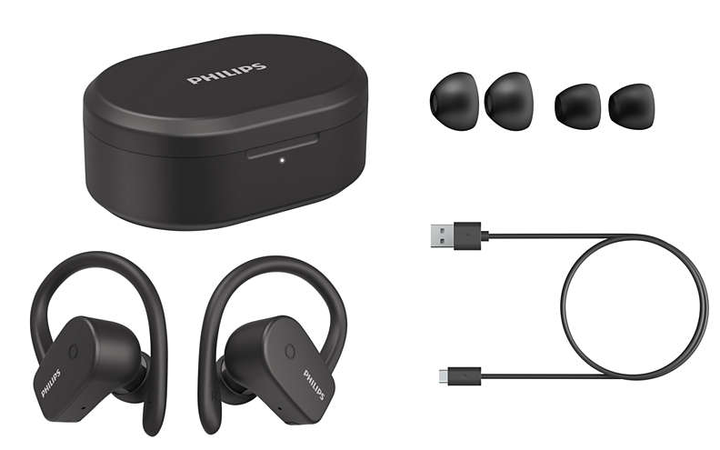 Безпровідні навушники Philips TAA5202 / Bluetooth 5.1 / Вологозахист IPX7 / Швидка зарядка / До 20 годин роботи від кейсу / Чорні Б/В - Фото 5 Безпровідні навушники Philips TAA5202 / Bluetooth 5.1 / Вологозахист IPX7 / Швидка зарядка / До 20 годин роботи від кейсу / Чорні Б/В - зображення 5
