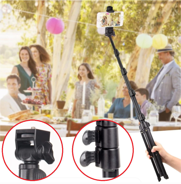 Штатив тринога для фотоапарата, камери, смартфона NP-2588 конструктор з можливістю селфі палиці 360 градусів зі змінним майданчиком, рівень, пульт - Фото 5 Штатив тринога для фотоапарата, камери, смартфона NP-2588 конструктор з можливістю селфі палиці 360 градусів зі змінним майданчиком, рівень, пульт - зображення 5