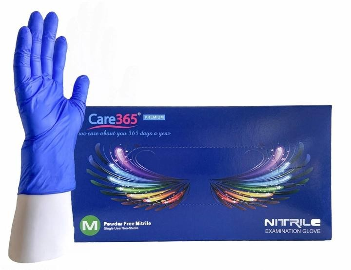 Рукавички нітрилові оглядові CARE 365 неопудрені нестерильні блакитні M 100 шт - изображение 1