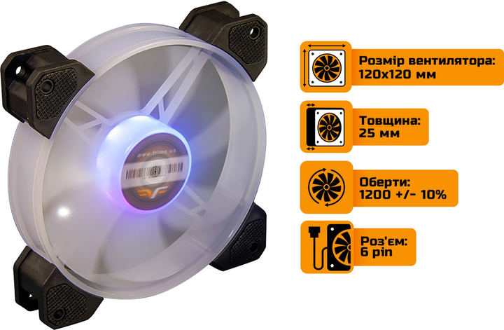 Вентилятор Frime Iris LED Fan Mid RGB HUB (FLF-HB120MRGBHUB8) - изображение 2