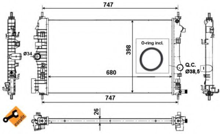 Радіатор, система охолодження двигуна NRF 53776 NRF (53776) - зображення 1