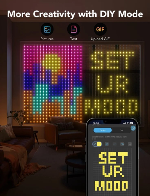 Завіса Govee LED WiFi Bluetooth Curtain Lights (6974316994459) - зображення 5