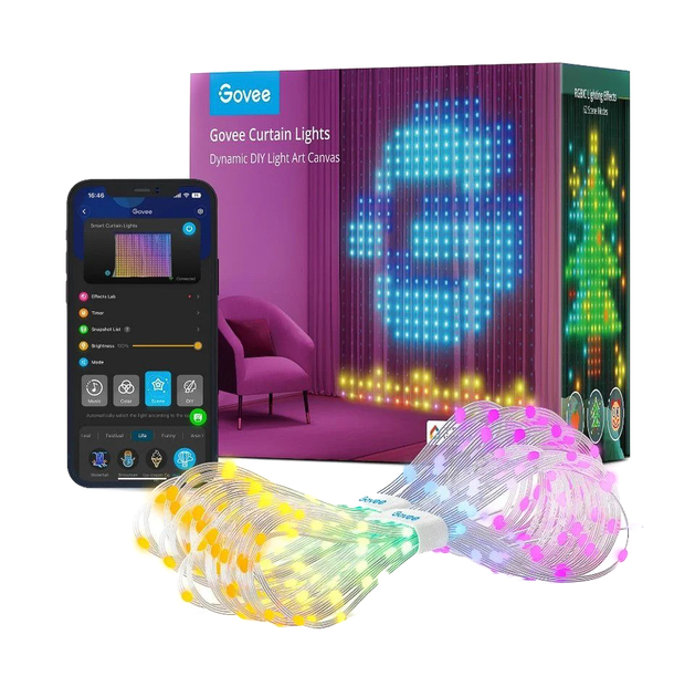Zaslona Govee LED WiFi Bluetooth Curtain Lights (6974316994459) - obraz 1