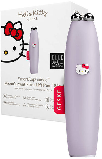 Мікрострумовий масажер для обличчя Geske MicroCurrent Face-Lift Pen 6 в 1 Hello Kitty Фіолетовий (HK000014PU01) - зображення 1