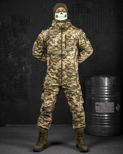 Зимовий тактичний костюм софтшов піксель jumper подвійний фліс L - зображення 1
