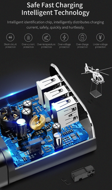 Зарядний пристрій Essager 30W, 3хUSB, Quick Charge 3.0 White - зображення 5