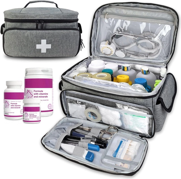 Аптечка, Качественная сумка-органайзер для медикаментов Большая Серая ( код: IBH052S ) - изображение 2