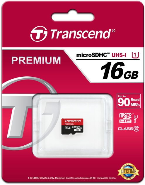 Карта пам'яті Transcend Premium microSDHC 16GB Class 10 UHS-I (TS16GUSDCU1) - зображення 2
