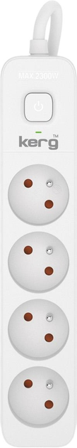 Listwa przeciwprzepięciowa Kerg M02392 4 gniazda 3 m White (5901791140355) - obraz 1