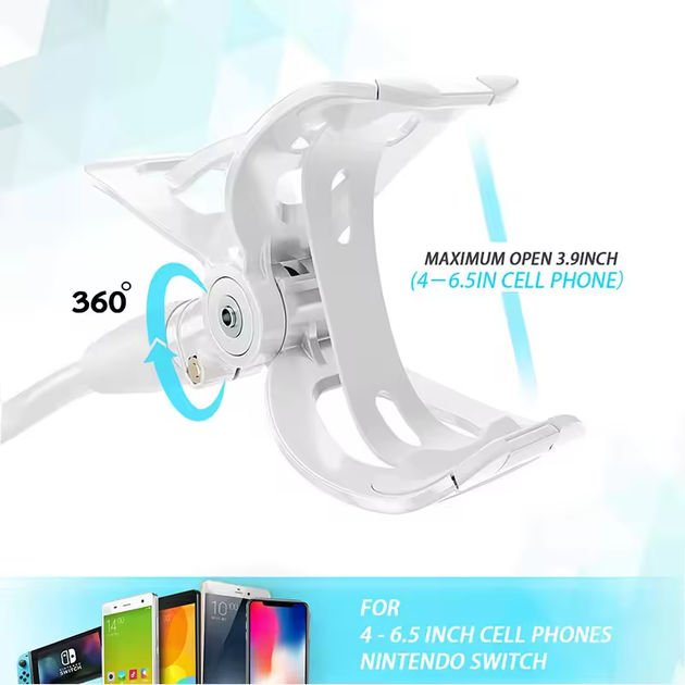 Гнучкий тримач для телефону з прищіпкою VHG IVY 85 см Flexible Mobile Holder White - Фото 6 Гнучкий тримач для телефону з прищіпкою VHG IVY 85 см Flexible Mobile Holder White - зображення 6