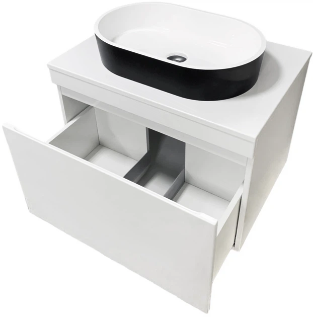 Тумба подвесная ADAMANT Astra W 70 с умывальником Beste New Black Matte/White Glossy - изображение 2