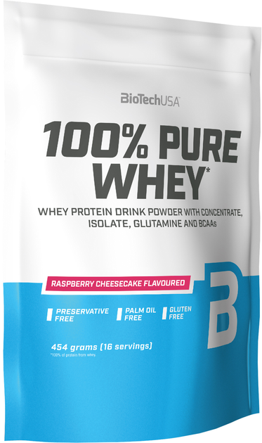 Протеїн Biotech 100% Pure Whey 454 г Малиновий чізкейк (5999076238453) - зображення 1