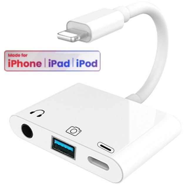 Переходник для apple iPhone на USB Audio 3.5 адаптер на флешку для iPad ...