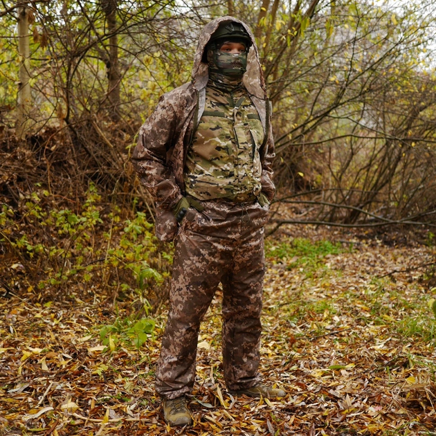 Тактичний дощовик костюм піксель Водозахисний Комплект Куртка + Штани з чохлом розмір L - зображення 2