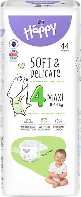 Pieluszki Bella Baby Happy Soft & Delicate Maxi 8-14 kg 44 szt (5900516605438) - obraz 1