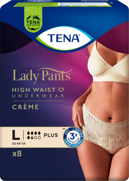 Majtki urologiczne Tena Lady Pants Plus Large Creme 8 szt (7322540920796) - obraz 1